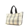 Burberry large model shopping bag in beige and black Haymarket canvas - 00pp thumbnail