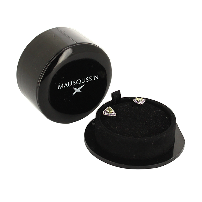 Pendientes Mauboussin Tellement subtile pour toi en oro blanco y amatistas y en cuarzo verde - Detail D2