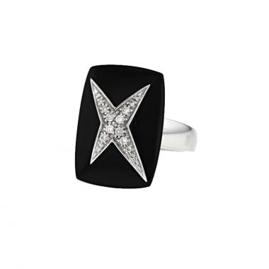 Sortija Mauboussin Etoile Divine modelo grande en oro blanco,  ónix y diamantes