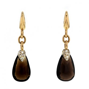 Orecchini pendenti Pomellato Pin Up in oro rosa,  quarzo fumé e diamanti