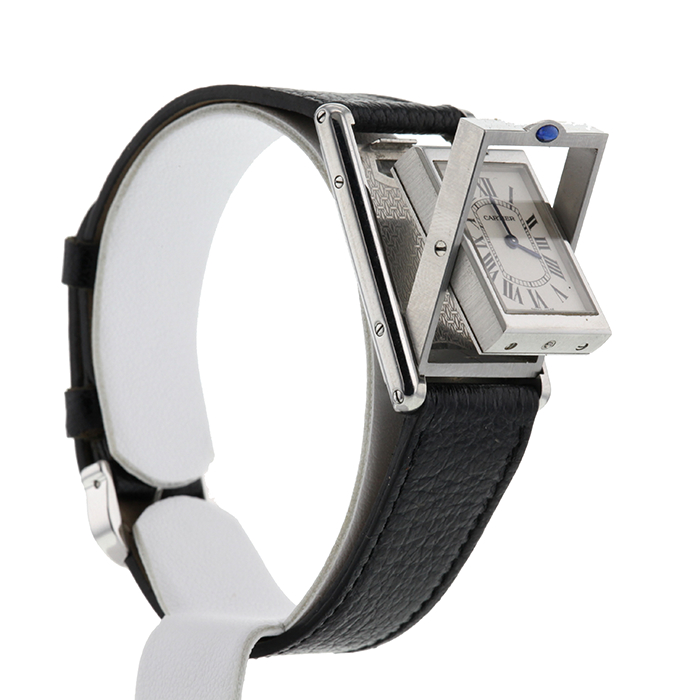Montre Cartier Tank Basculante en acier Ref : 2405 Vers 2000 - Detail D2