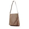 Bolso zurrón Louis Vuitton en lona a cuadros ébano y cuero marrón - 00pp thumbnail