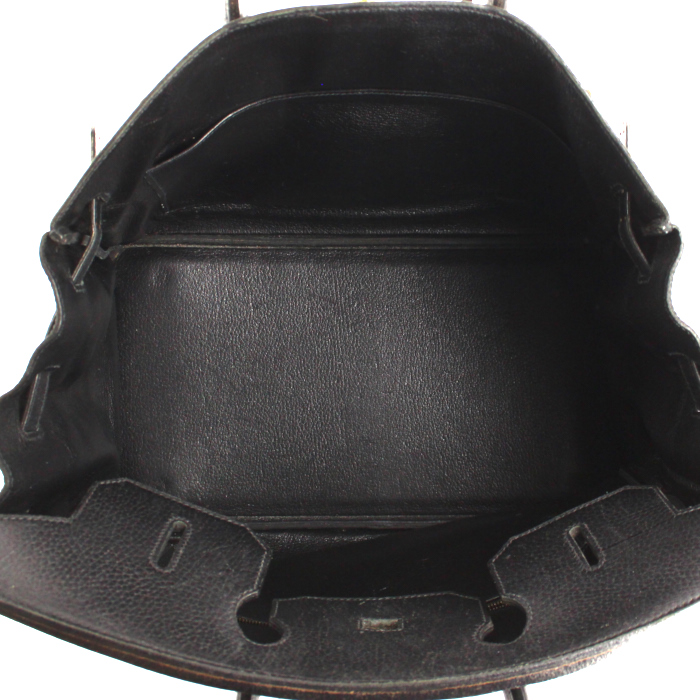 Bolso de mano Hermes Birkin 35 cm en cuero Fjord negro - Detail D2