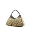 Gucci handbag in beige monogram canvas and brown leather - 00pp thumbnail