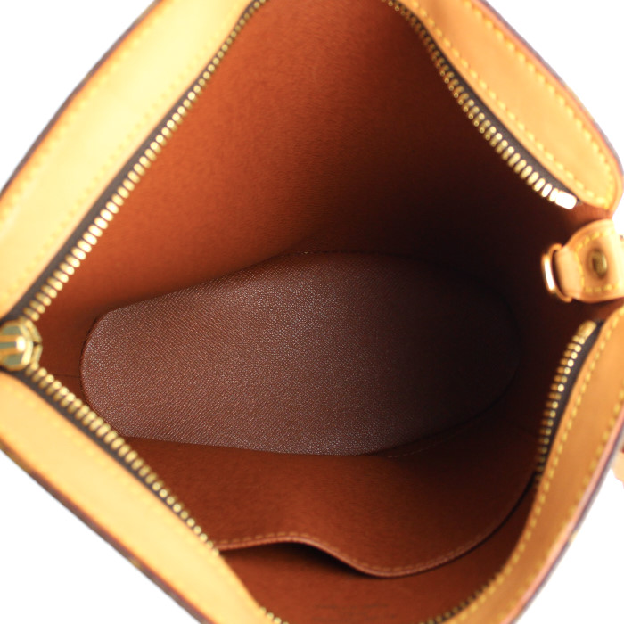 Bolso para llevar al hombro Louis Vuitton Drouot en lona Monogram y cuero natural - Detail D2