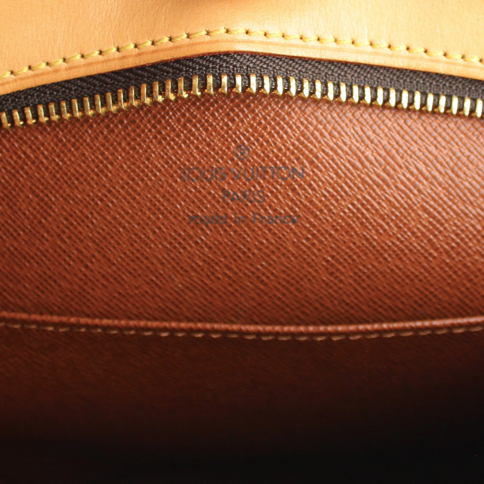 Borsa a spalla Drouot in tela monogram e pelle naturale - Detail D3