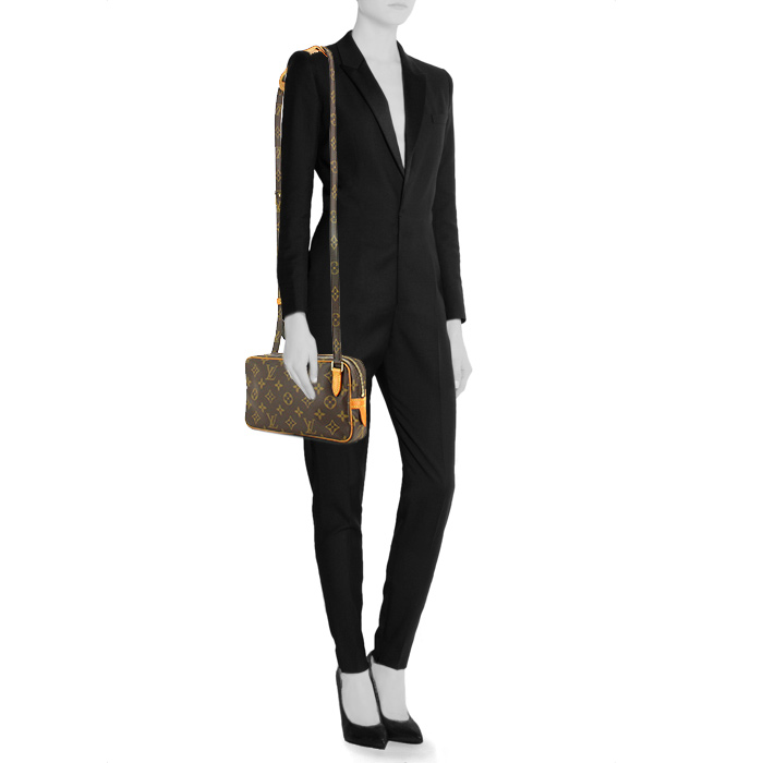 Bolso bandolera Louis Vuitton en lona Monogram revestida y cuero natural - Detail D1