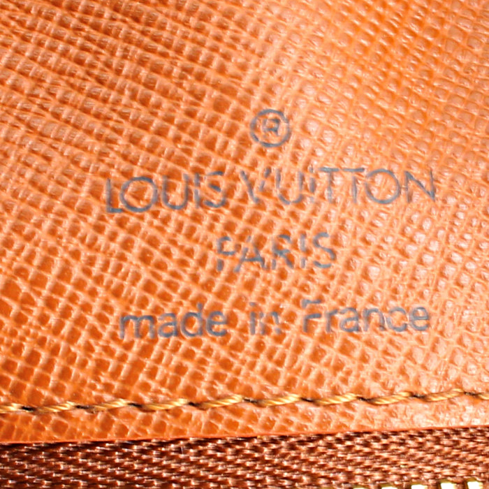 Bolso de mano Louis Vuitton Boulogne en lona Monogram revestida marrón y cuero natural - Detail D3