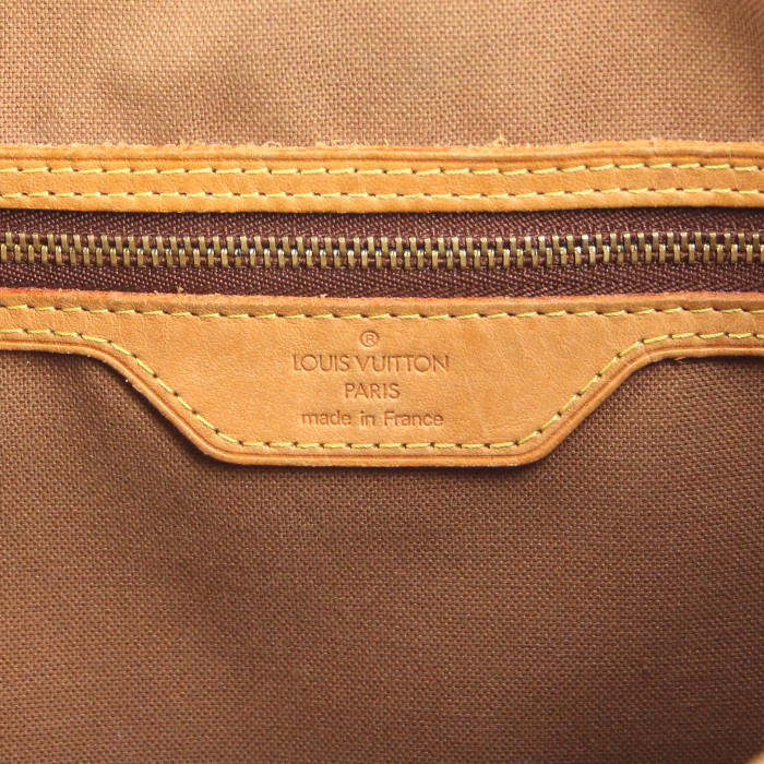 Shopping bag Batignolles in tela monogram marrone e pelle naturale - Detail D3
