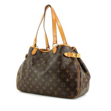 Shopping bag Batignolles in tela monogram marrone e pelle naturale