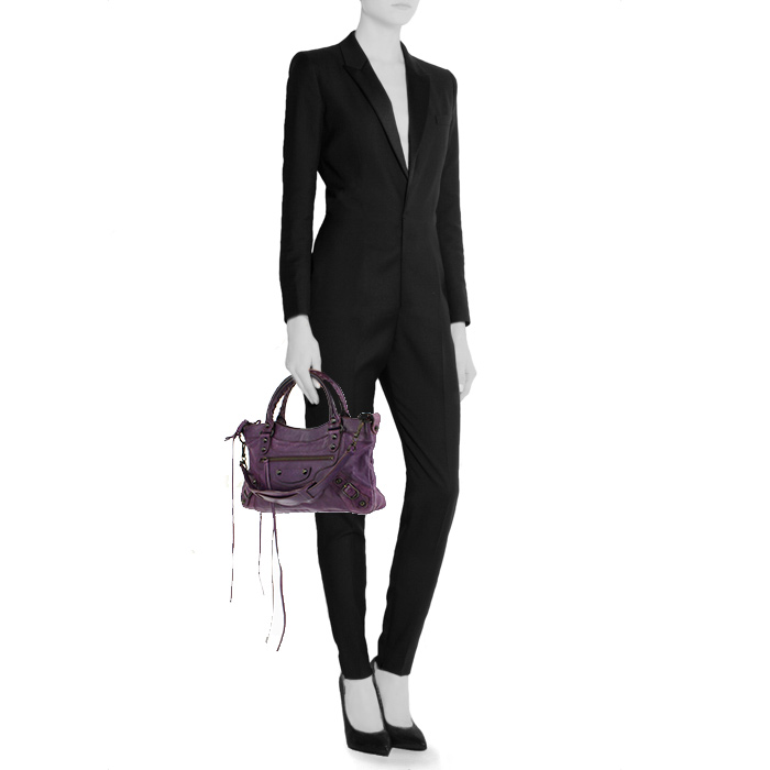 Borsa Balenciaga Classic City in pelle viola - Detail D2