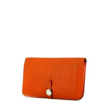 Billetera Hermes Dogon - Pocket Hand en cuero taurillon clémence naranja