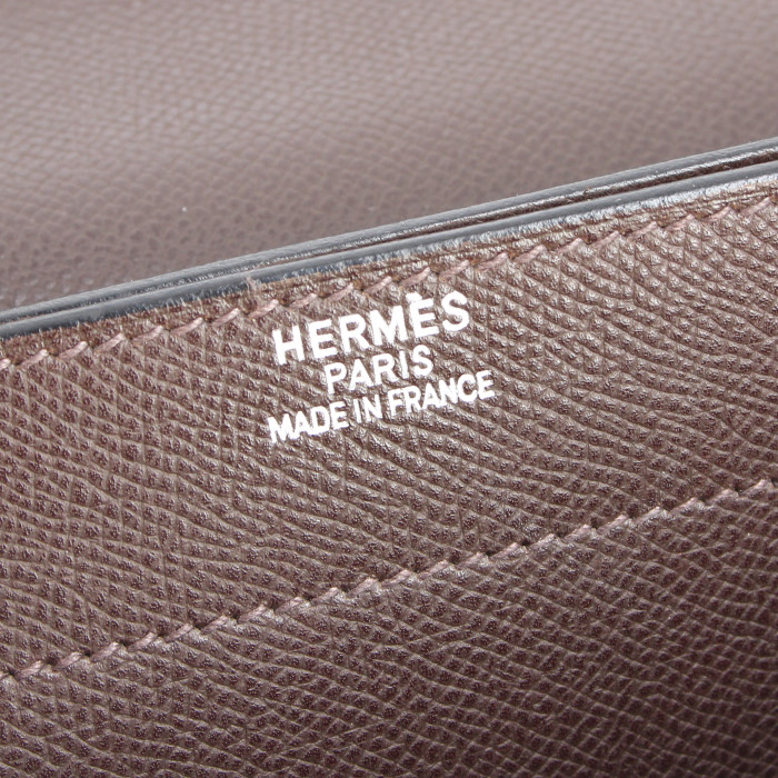 Porte-documents Hermes Sac à dépêches en cuir epsom marron-chocolat - Detail D3