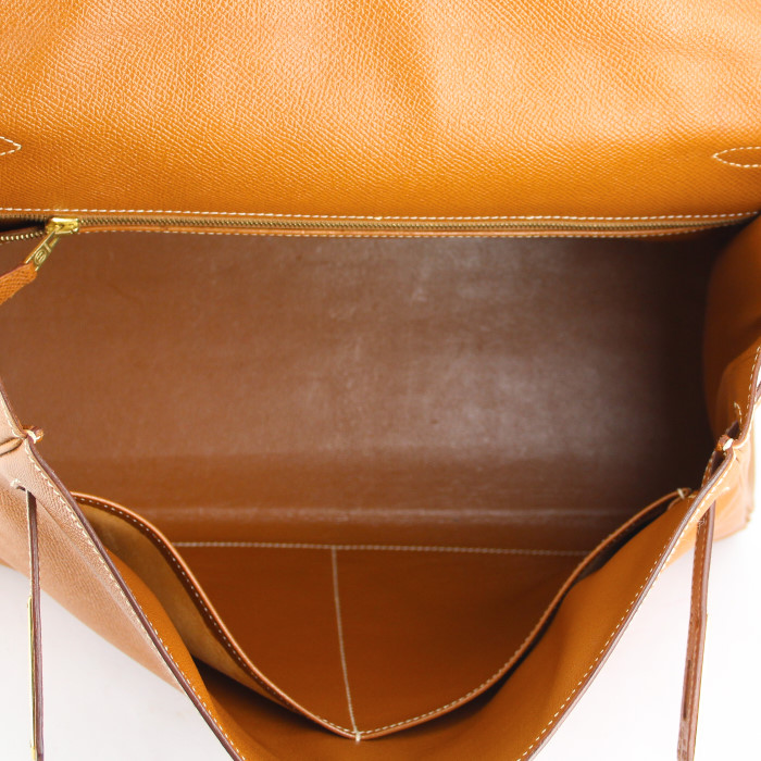 Sac à main Hermes Kelly 35 cm en cuir epsom gold - Detail D3