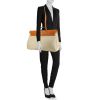 Hermes Herbag travel bag in beige canvas and gold leather - Detail D1 thumbnail