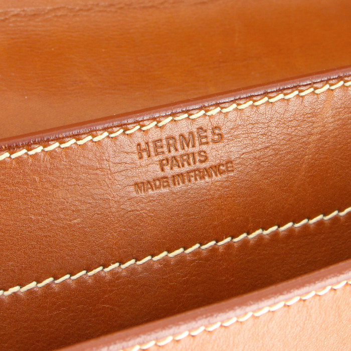 Porte-documents Hermes Sac à dépêches en cuir Barénia marron - Detail D3