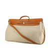 Hermes Herbag travel bag in beige canvas and gold leather - 00pp thumbnail