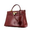 Hermes Kelly 35 cm handbag in burgundy leather - 00pp thumbnail