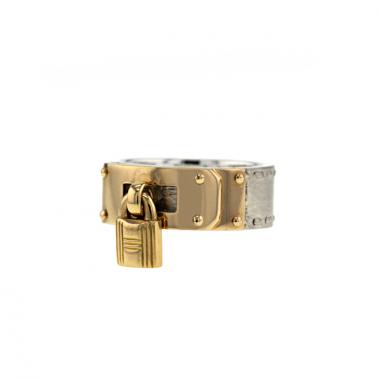 Bague Hermes Cadenas Kelly en argent et or jaune