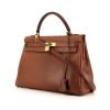Hermes Kelly 32 cm handbag in chocolate brown Fjord leather - 00pp thumbnail