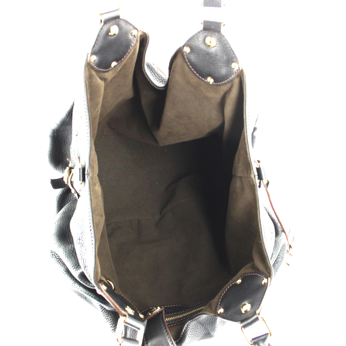 Louis Vuitton large model handbag in brown mahina leather - Detail D2