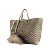 Fauré Le Page shopping bag in taupe monogram canvas and taupe leather - 00pp thumbnail