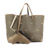 Fauré Le Page shopping bag in taupe monogram canvas and taupe leather - 360 thumbnail