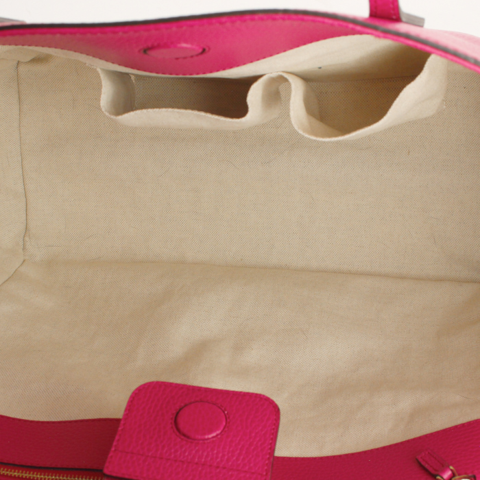 Sac cabas Gucci Swing en cuir rose-bonbon - Detail D2