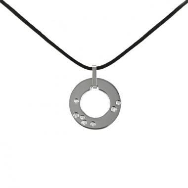 Dinh Van Cible small model pendant in white gold and diamonds