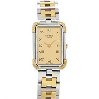 Montre Hermes Rallye en plaqué or et acier Vers  1990