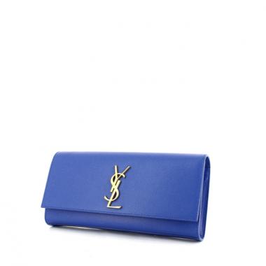 Saint Laurent pouch in blue grained leather