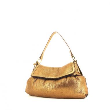 Bolso de mano Fendi Chef en cuero de obeja volteado marrón dorado