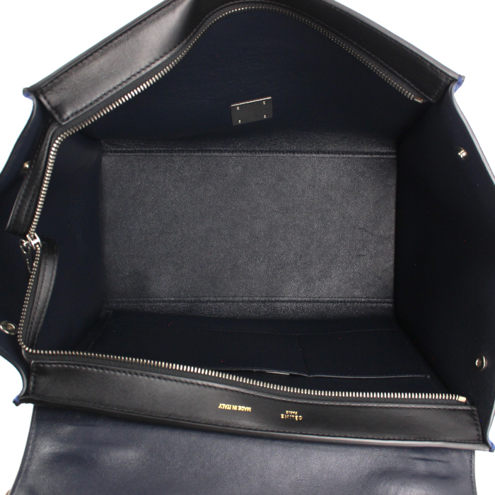 Borsa Trapeze modello medio in pelle grigia e camoscio beige - Detail D3