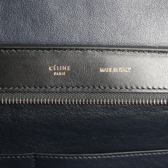 Celine Trapeze medium model bag in grey leather and beige suede - Detail D4