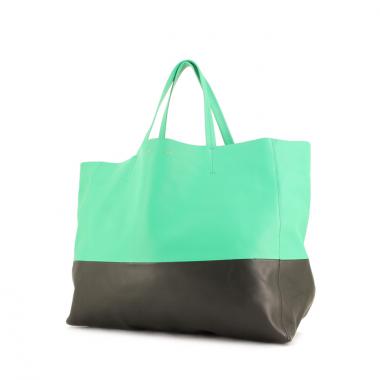 Celine shopping bag in green and black leather