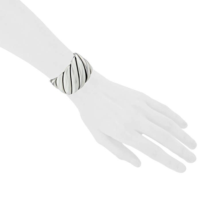 David Yurman Sculpted Cable rigid cuff bracelet in silver - Detail D1