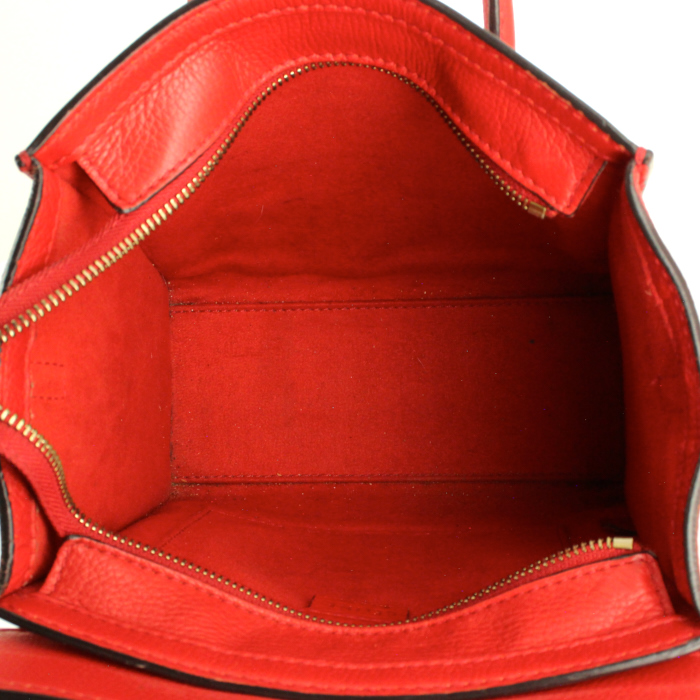 Celine Luggage small model handbag in red grained leather - Detail D3