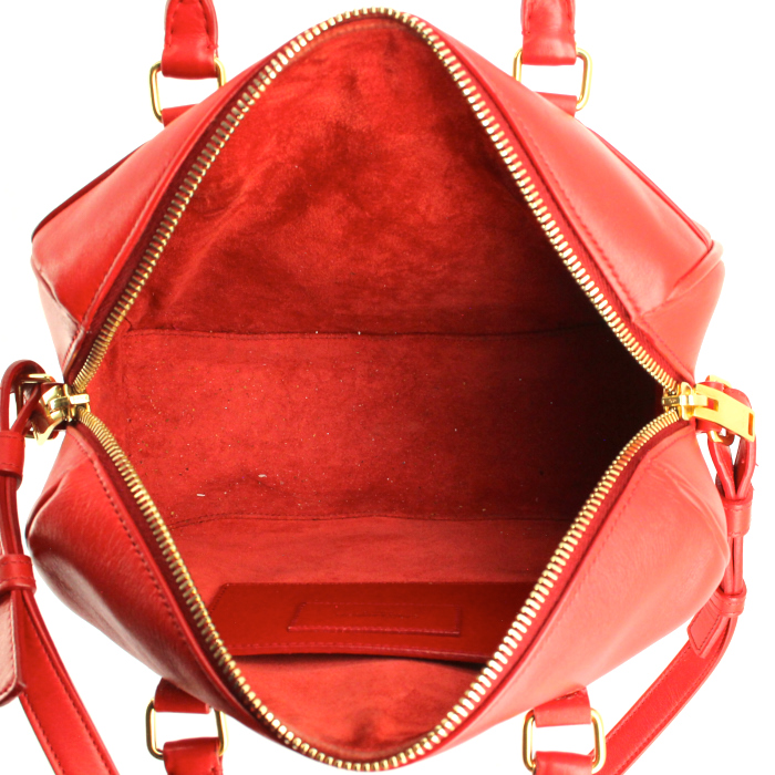 Borsa Saint Laurent Duffle modello piccolo in pelle rossa - Detail D3