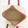 Victoria travel bag in red leather and beige canvas - Detail D2 thumbnail