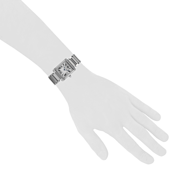 Cartier Tank Française watch in stainless steel Ref:  2465 Circa  2000 - Detail D1