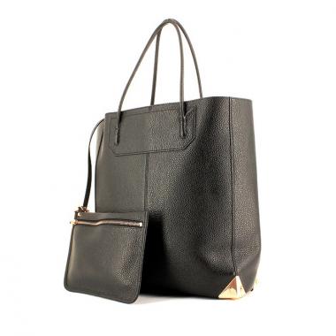 Shopping bag in pelle martellata nera