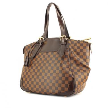 Louis Vuitton handbag in ebene damier canvas and brown leather