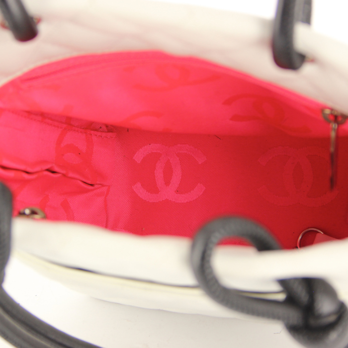 Borsa in pelle trapuntata bianca e nera - Detail D2