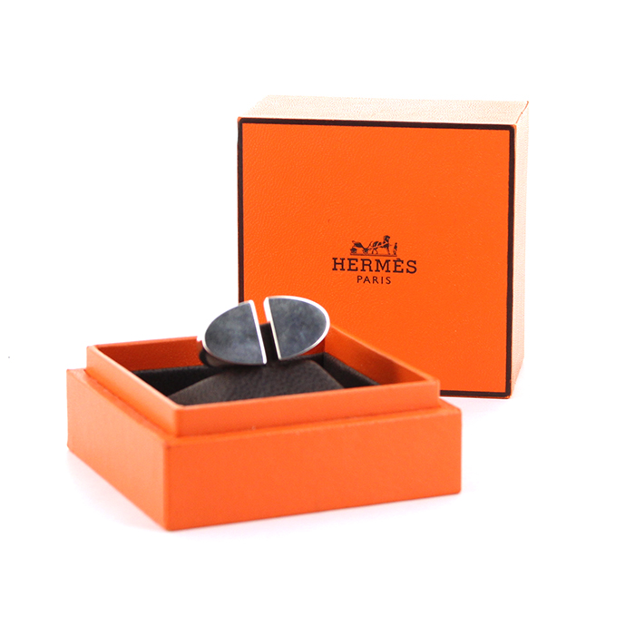 Bague ouverte Hermes Initiale en argent - Detail D2