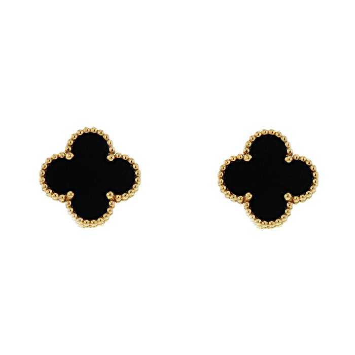Orecchini A Bottoncino In Oro Giallo 9kt E Onice Nero – Pietra Rotonda 6mm – Gioielli Eleganti Per Donna