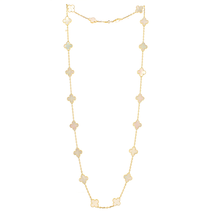 Sautoir Van Cleef & Arpels Alhambra Vintage en or jaune et nacre blanche - Detail D2