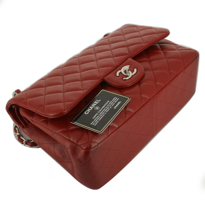 Borsa Timeless jumbo in pelle martellata e trapuntata rossa - Detail D5