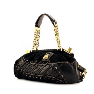 Borsa in puledro nero e pelle nera