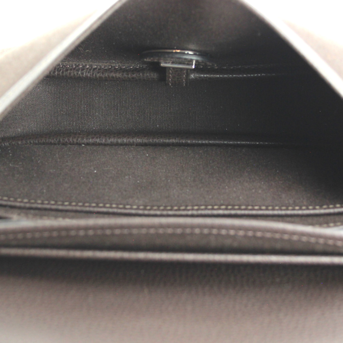 Hermes Colorado handbag in brown grained leather and brown canvas - Detail D2