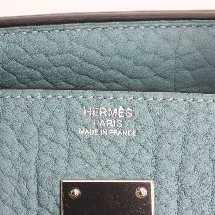 Sac à main Hermes Birkin 30 cm en cuir bleu-ciel - Detail D3